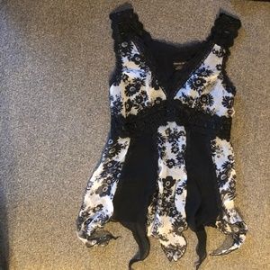 Black & White Sheer Lace Tank Top